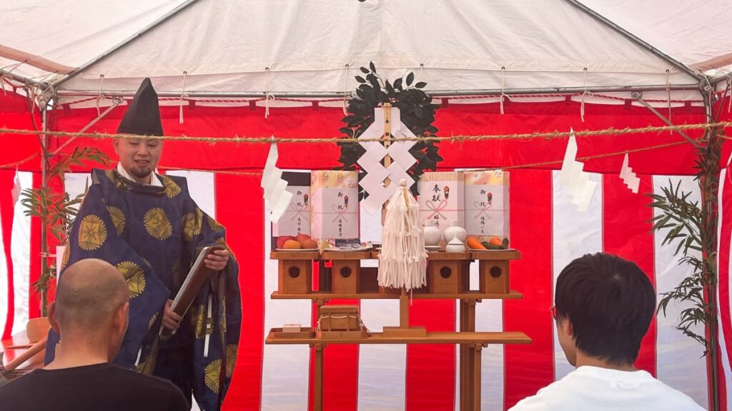 鯖江市中野町の地鎮祭の祝詞奏上