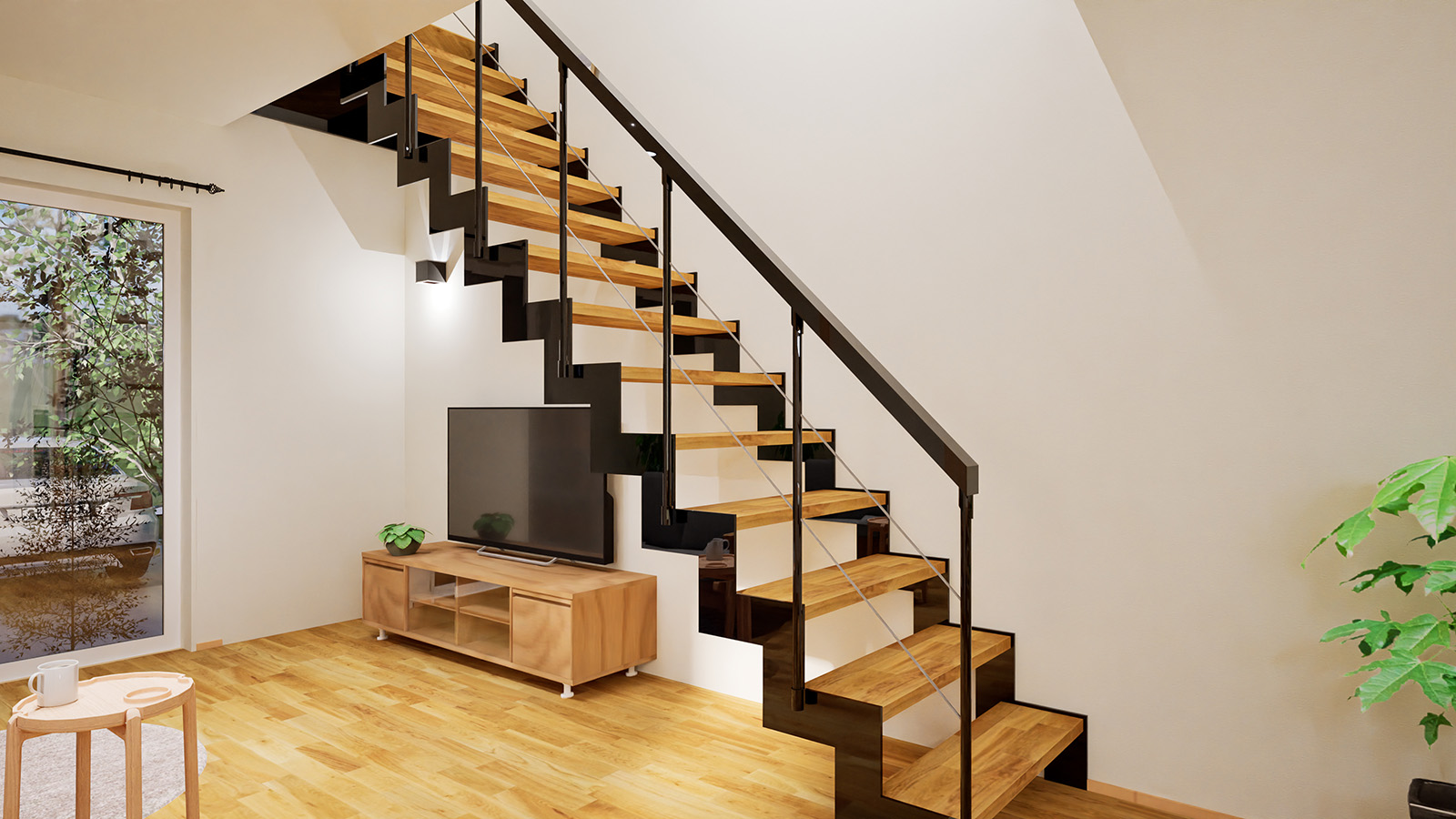 開放感のあるスケルトン階段