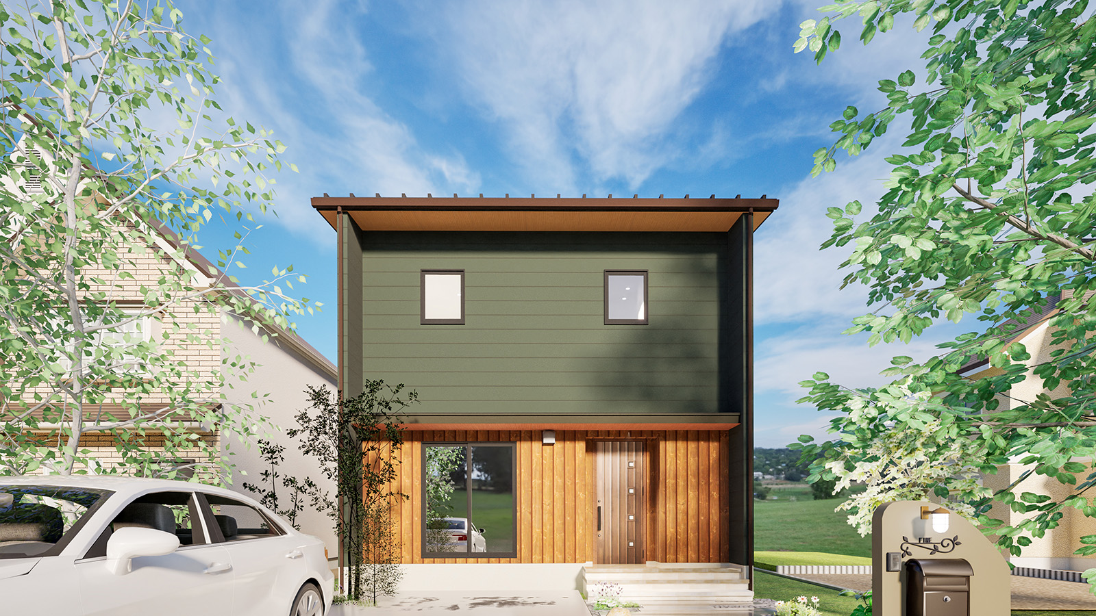 越前市 完成見学会｜木とグリーンの外観デザイン