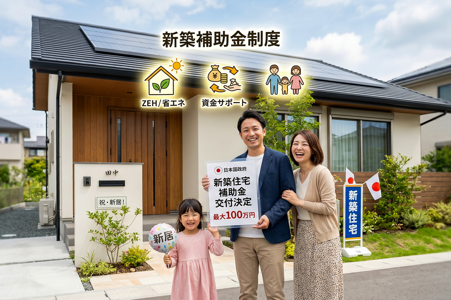 太陽光パネルを載せた越前市の新築